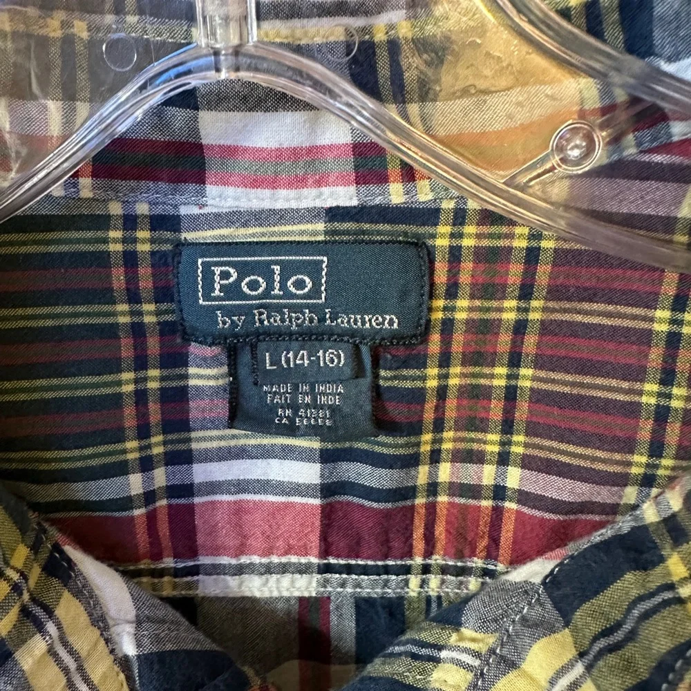 Ralph Lauren Vintage Polo Teen Boy Classic Madras Plaid Button Down Shirt
